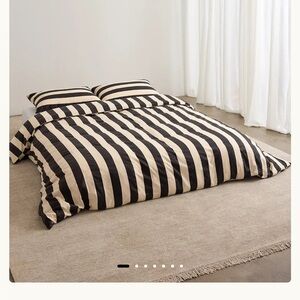 Striped Black and Cream Duvet Cover Set